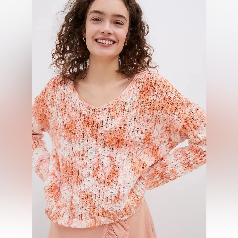 Anthropologie Pilcro Christian V-Neck Sweater Chunky Pullover Knit W1990 Sz S - Picture 2 of 12